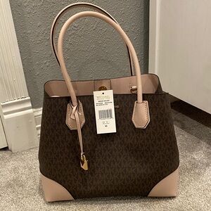 Michael Kors Brown and Pink Tote Bag
